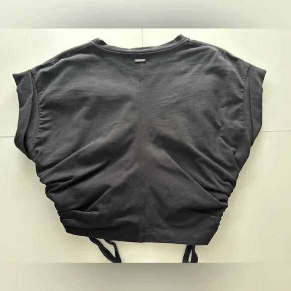 All Saints Rouched Short Sleeve Top In Black Size S - Picture 2 of 7